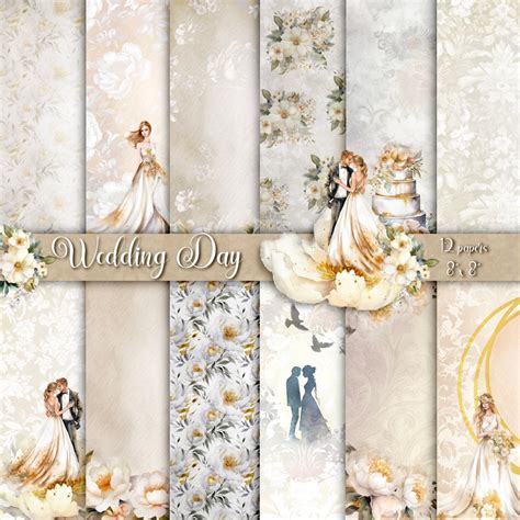 wedding day watercolour scrapbook pages golden deatils etsy