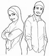 Islam Lelaki Hijab Kartun Perempuan Karikatur Pasangan Shaimaa Mohamed Muslimah Pengantin Pengaruh Kehidupan Sifat Perbezaan Perlu Jambu Gua Syurga Bintang sketch template
