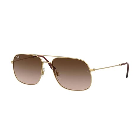 Men S Square Aviator Sunglasses Gold Brown Gradient Ray Ban