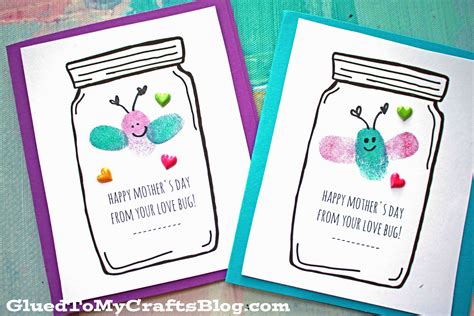 thumbprint mothers day love bug cards