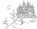 Coloring House Fantasy Pages Skeleton Houses Halloween Ghost Haunted Hard Castle Adults Printable Castles Sheets Colouring Kids Color Challenging Choose sketch template