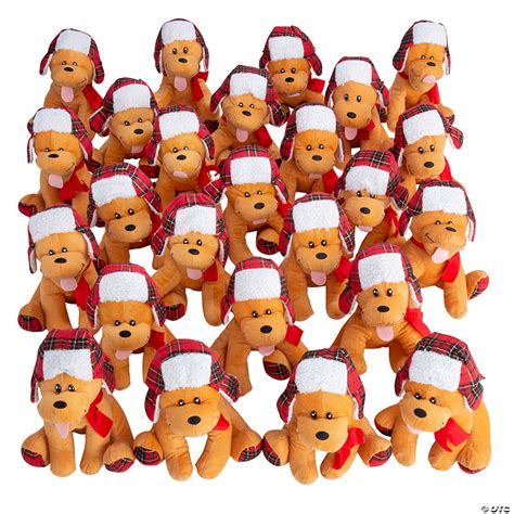bulk christmas stuffed dogs  plaid oriental trading