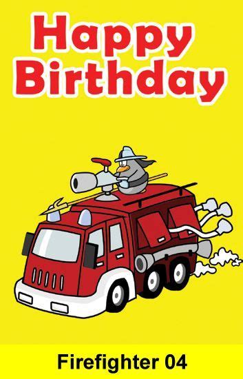 firetruck   bird  top   front   happy birthday card