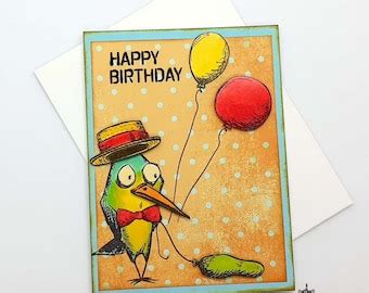handmade bird card happy birthday birthday wishes bird etsy uk