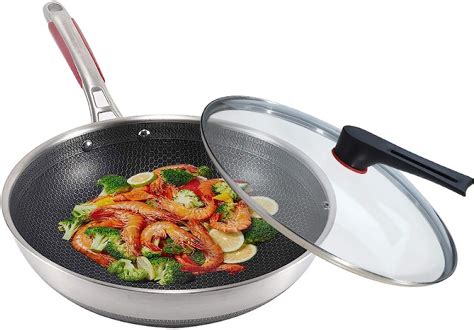 kbh  stick wok  stainless steel stir fry pan  oil