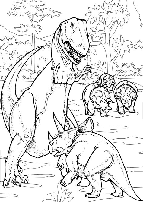 color  dinosaurs fighting battle dinosaur coloring pages