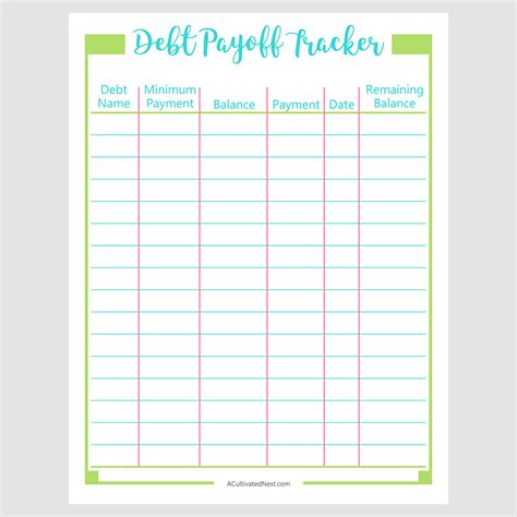 printable debt payoff tracker budget binder page  cultivated nest