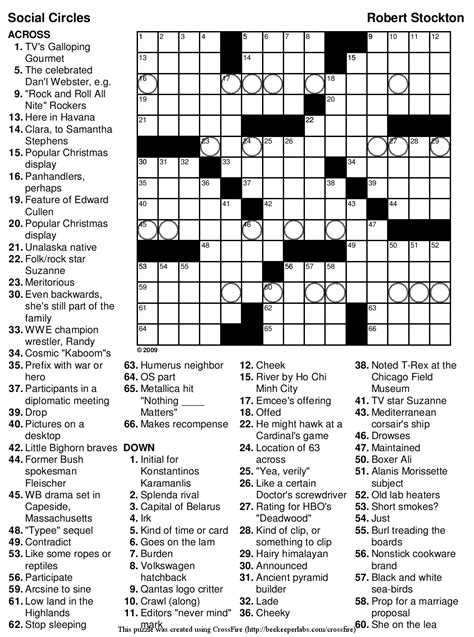 printable sunday crossword puzzles los angeles times sunday