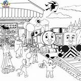 Thomas Coloring Pages Halloween Drawing Kids Train Friends Diesel Printable Activities Color Cartoon Den Sheets Printables Tank Engine Railroad Print sketch template