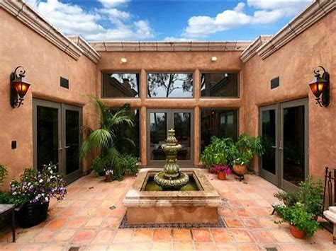 spanish house  courtyard  middle  captivating courtyard designs     wow