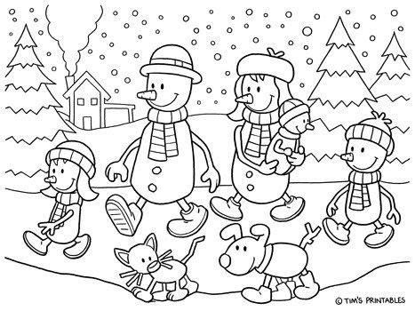 snowman family coloring page tims printables family coloring pages