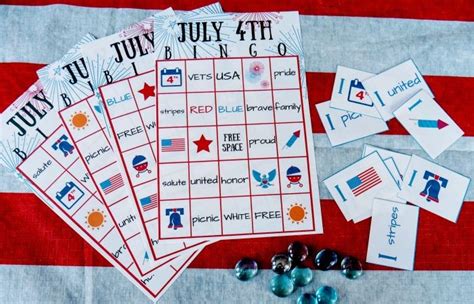 july  bingo printable patriotic family party game