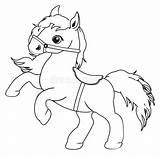 Coloring Horse Cute Saddle Little Stock Unicorn Preview Illustration sketch template