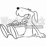 Dog Popcorn Eating Outline Clip Djart Coloring Royalty Illustration Vector sketch template