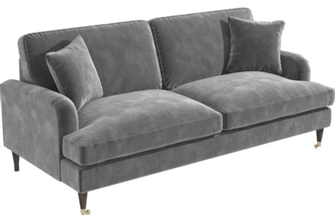 rupert grey velvet 3 seater sofa furnitureinstore