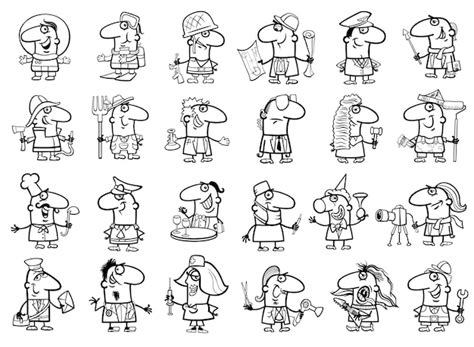 premium vector occupations set coloring page