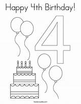 Birthday 4th Coloring Happy Number Four Built California Usa Cursive Twistynoodle sketch template