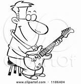 Guitar Playing Clipart Cartoon Man Happy Stool Royalty Toonaday Vector Drawing Instrument Clip Leishman Ron Guitarist Illustration Getdrawings Clipartof sketch template