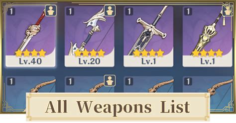 Genshin Weapons Tier List Weapon Tier List Best Weapons