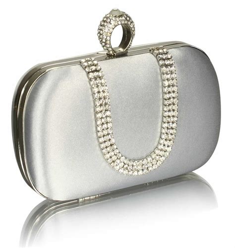 wholesale silver sparkly crystal satin clutch purse