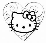 Kitty Hello Coloring Valentine Pages Colouring Cute sketch template