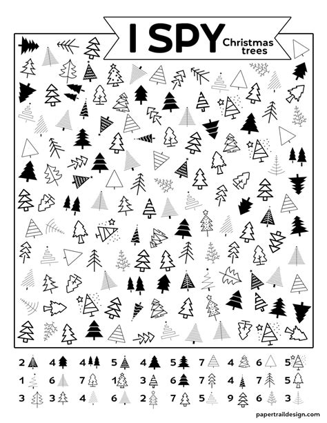 printable christmas tree  spy activity paper trail design