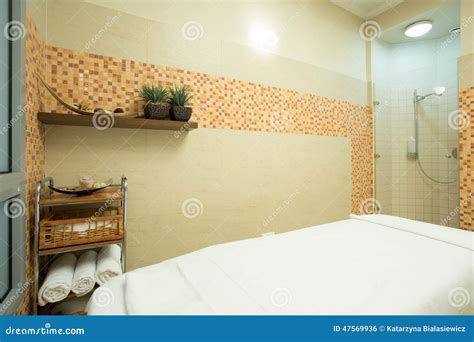 cozy spa room interior stock photo image  modern equipment