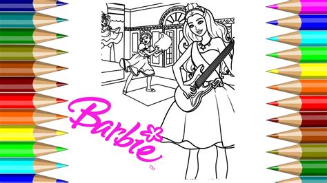 coloring pages barbie guitar coloring book video kids fun arts youtube