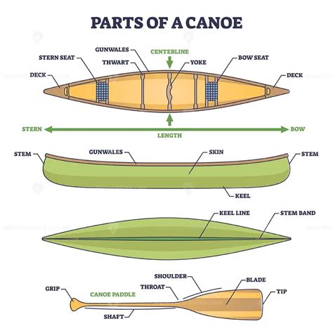 parts  canoe boat  water paddle mechanical description outline