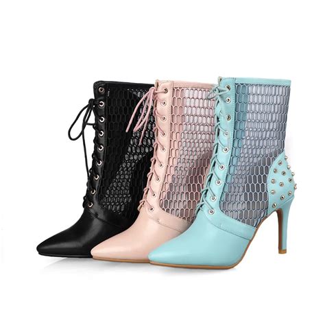 woman summer boots lace openwork mesh elegant sexy women fashion shoes