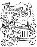 Coloring Smokey Bear Pages Fire Prevention Safety Week Colouring Kids Camping Printable Bears Sheets Color Friends Books Preschool Clipart Print sketch template