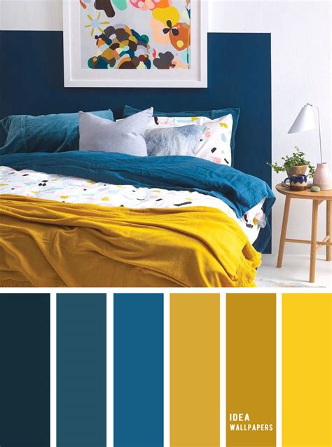 25 Best Color Schemes For Your Bedroom { Blue Mustard } Idea