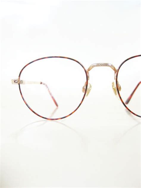 vintage 1980s round wire rim glasses womens ladies amber etsy wire