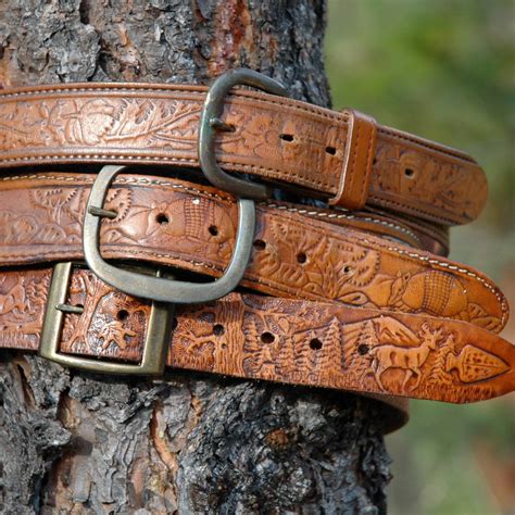 vintage hand tooled leather belt collection  western etsy
