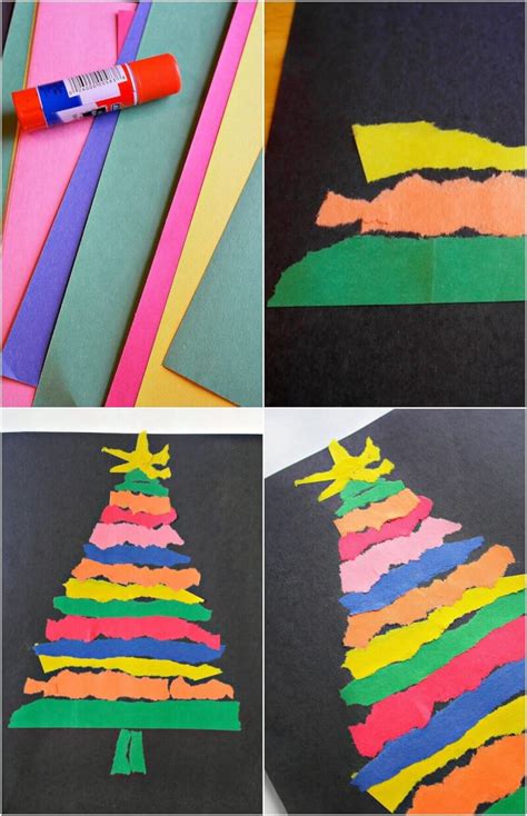 easy ripped paper tree craft    family