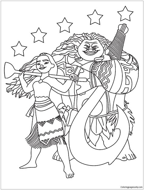 moana maui   stars coloring pages cartoons coloring pages