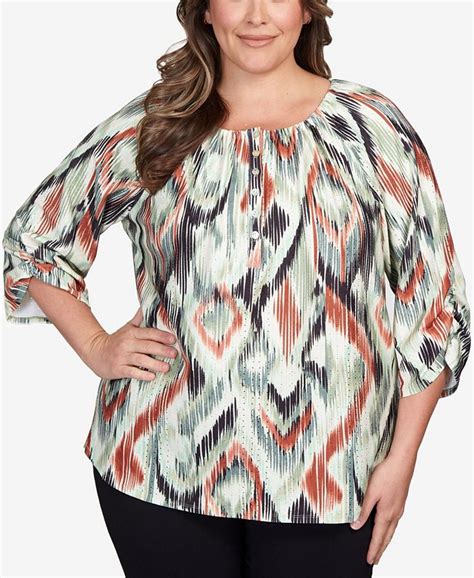 Ruby Rd Plus Size Knit Eyelet Pullover Top Macys