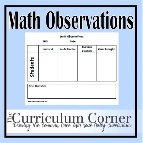 math observations recording sheet