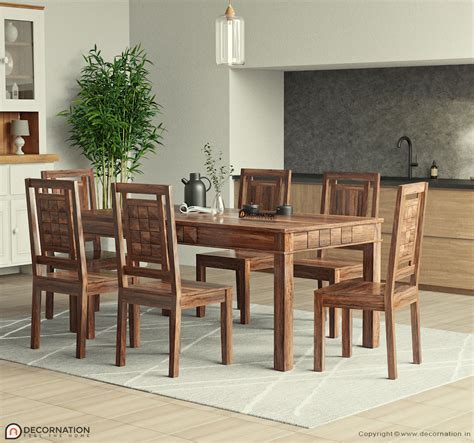 bellatrix solid wood  seater dining table decornation