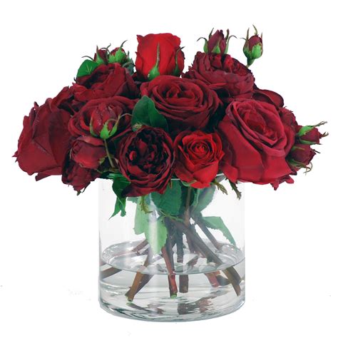 Winward Designs Red Roses In Glass Cylinder Vase Wayfair Ca