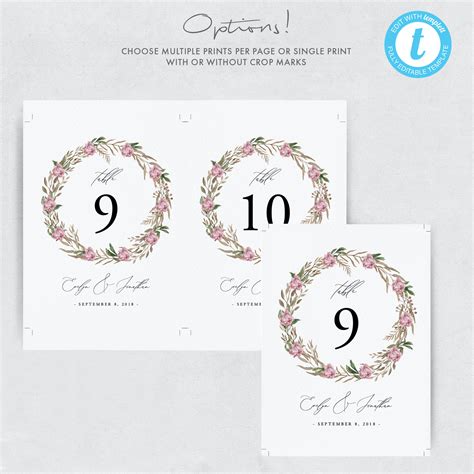 table numbers template templett printable table numbers table etsy uk