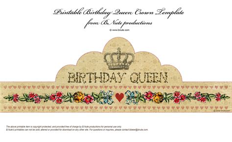 bnute productions  printable birthday queen crown