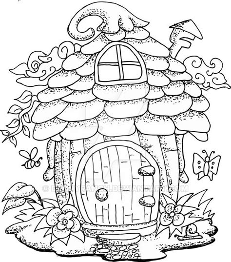 illustration   fairy house hand drawn  dennyranch fairy coloring