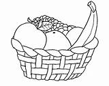 Basket Coloring Fruits Vegetables Color Kids sketch template