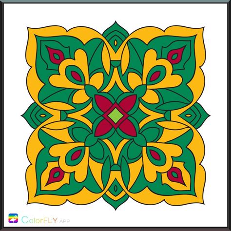 image   flower design  yellow green  red colors   white