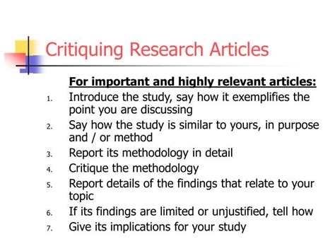 critiquing research articles powerpoint