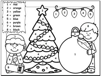 christmas color  number kindergarten  kindergenie tpt