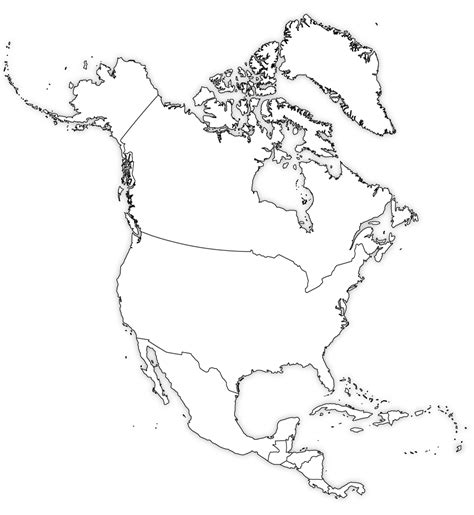 north america blank map north america outline map  printable