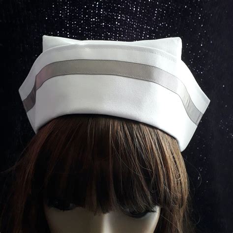 vintage style fabric nurses hat white nurse cap  etsy