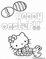 Kitty Easter Coloring Hello Bunny Eggs Basket Pages Printable sketch template
